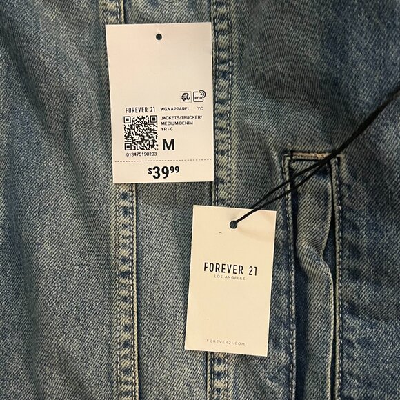 Distressed Forever 21 Jean Jacket NWT Size M - Picture 5 of 7